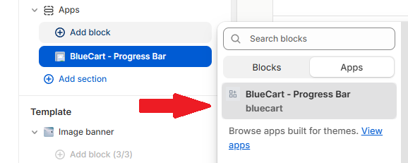 Add the BlueCart block in your theme editor
